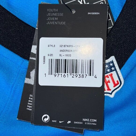 Nike On Field Carolina Panthers #3 Robby Anderson Football Jersey Youth XL - Picture 4 of 10